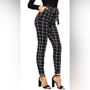 NWT Stretchy Plaid Print Pants Soft Skinny Regular Fashion Leggings